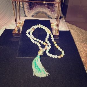 Amazonite Beaded Natural Stone Tassel Necklace
